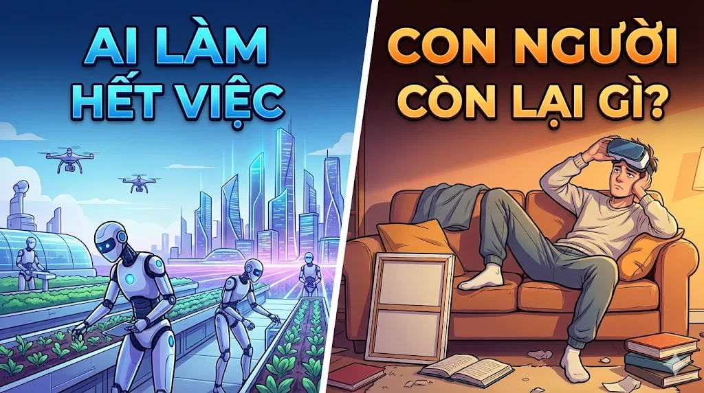 Dạo Này Mọi Người Hay Lo Chuyện AI Thống Trị Loài Người... Và Nếu Nó Làm Hết Việc Thì Sao?